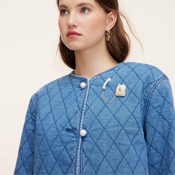 Kate Spade Gold and White Telephone Brooch - Picture 4 of 4